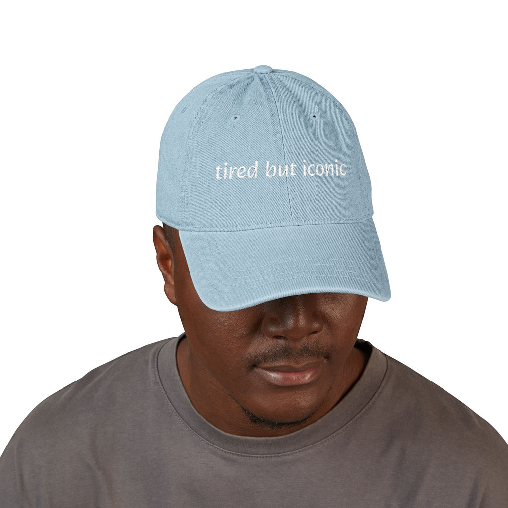 Tired But Iconic Embroidered Denim Hat