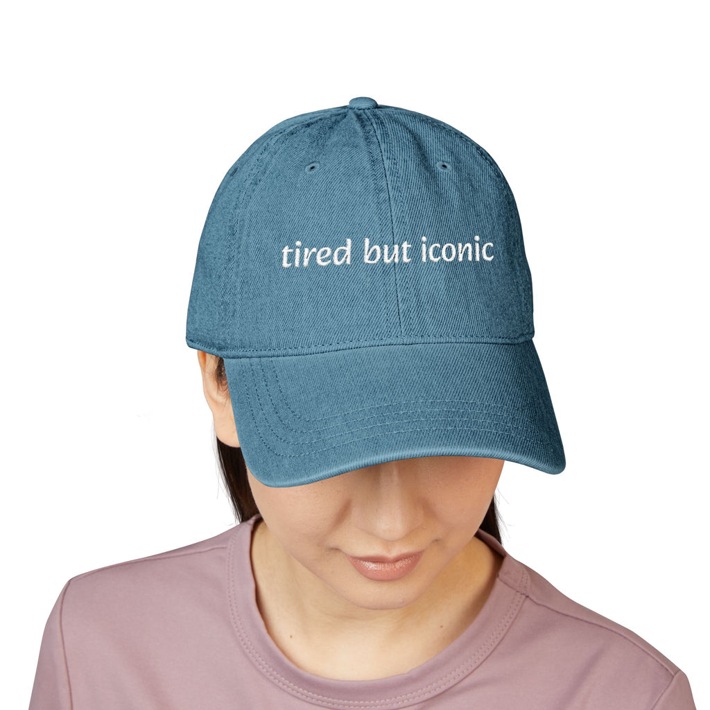 Tired But Iconic Embroidered Denim Hat