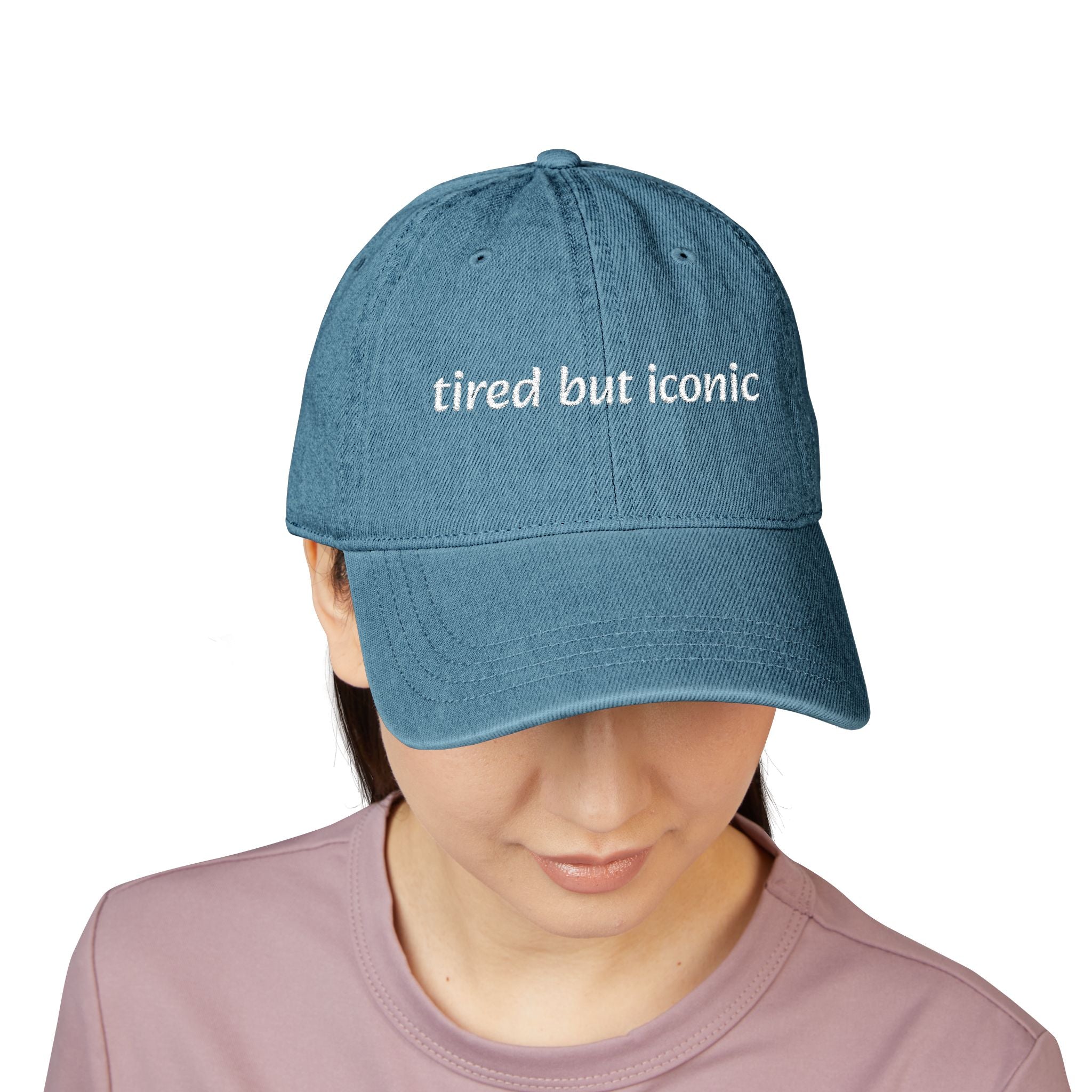 Tired But Iconic Embroidered Denim Hat