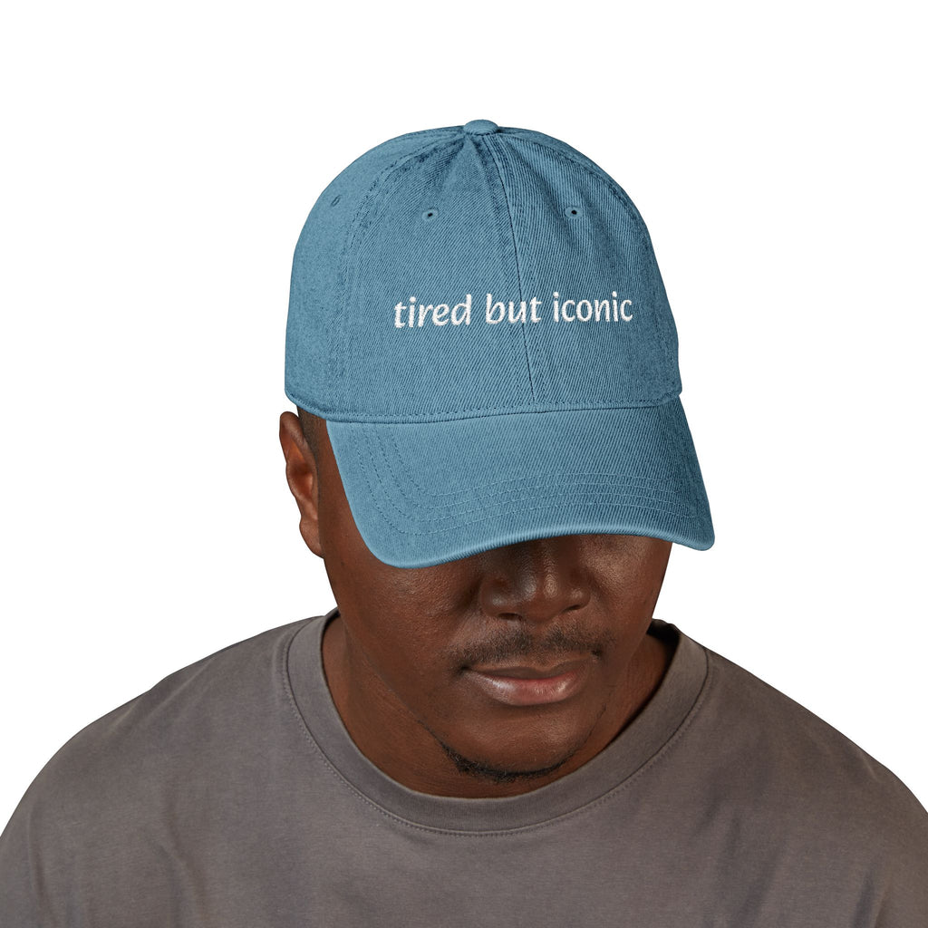 Tired But Iconic Embroidered Denim Hat
