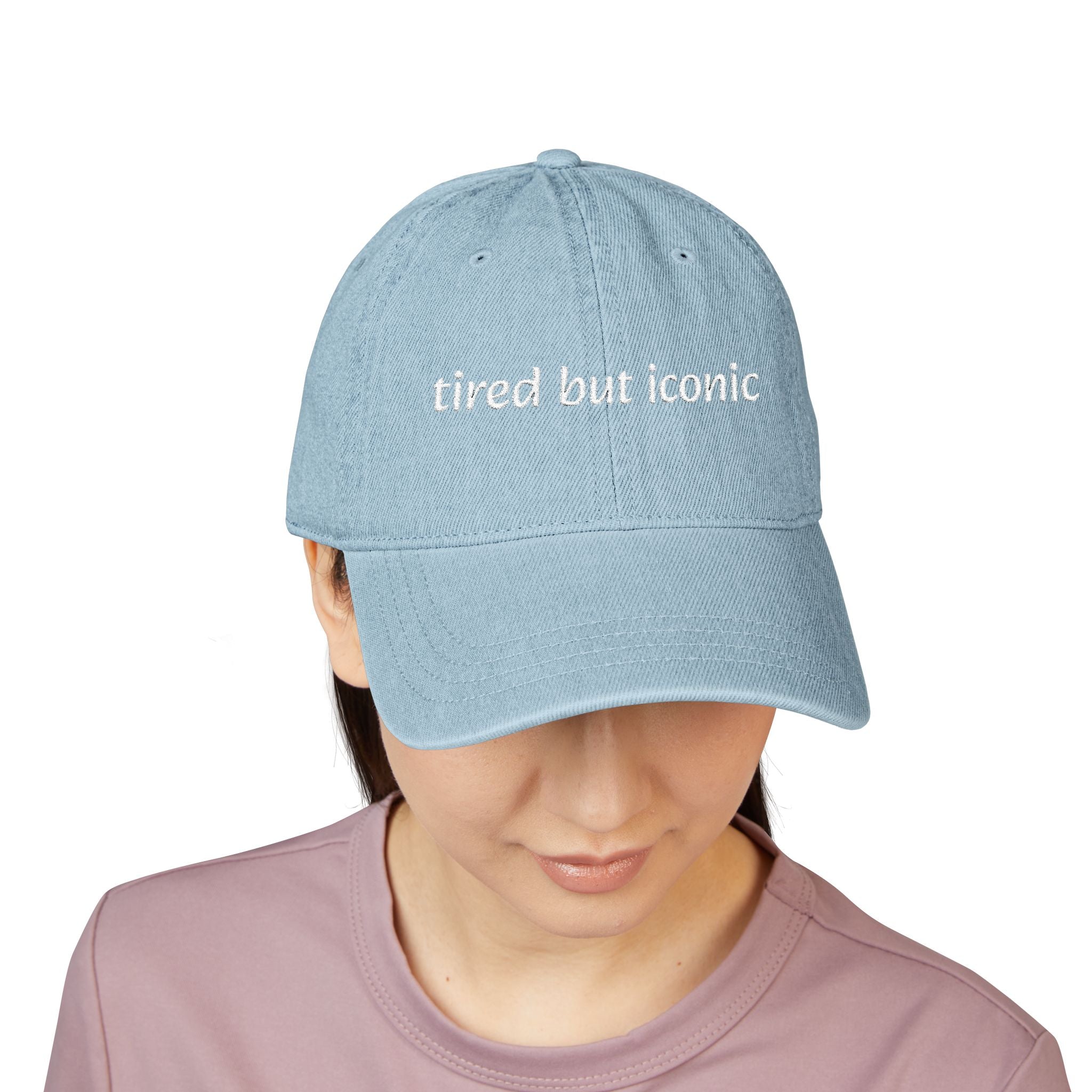 Tired But Iconic Embroidered Denim Hat