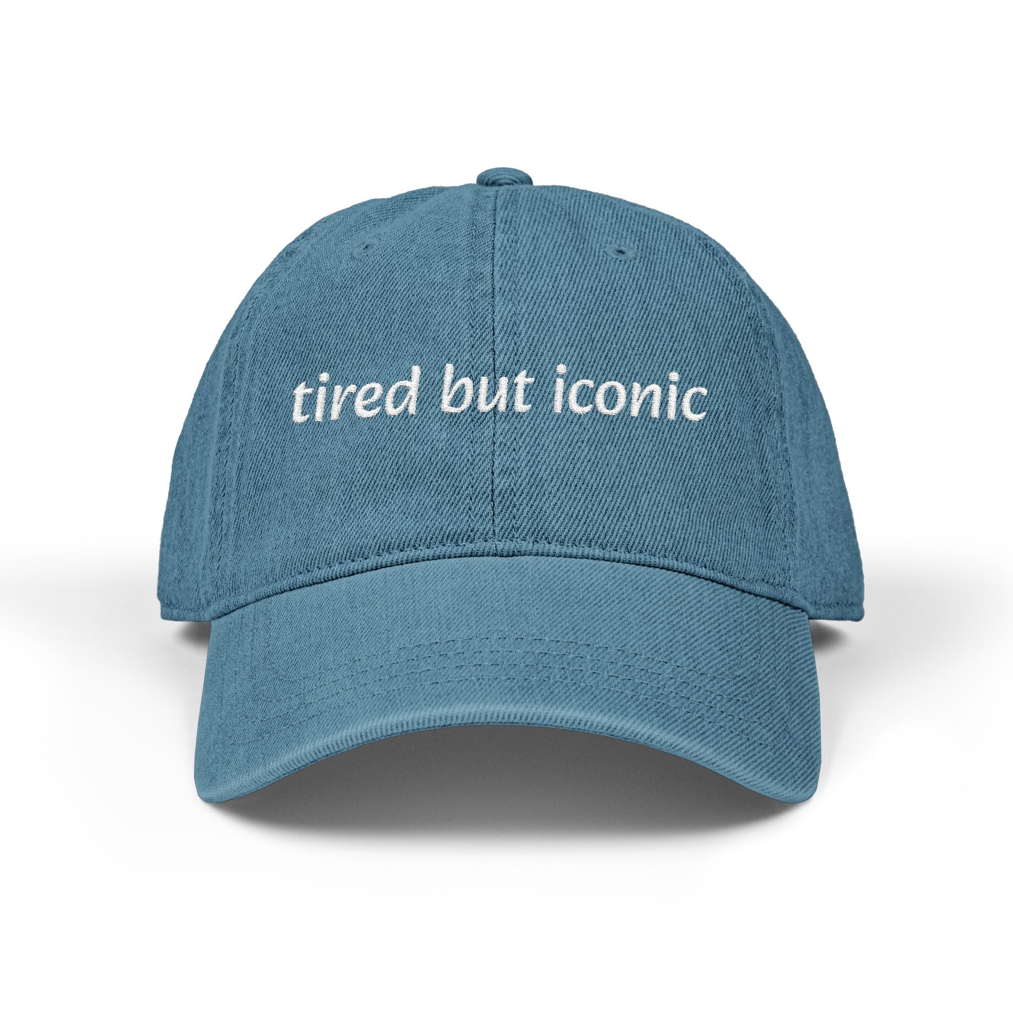 Tired But Iconic Embroidered Denim Hat