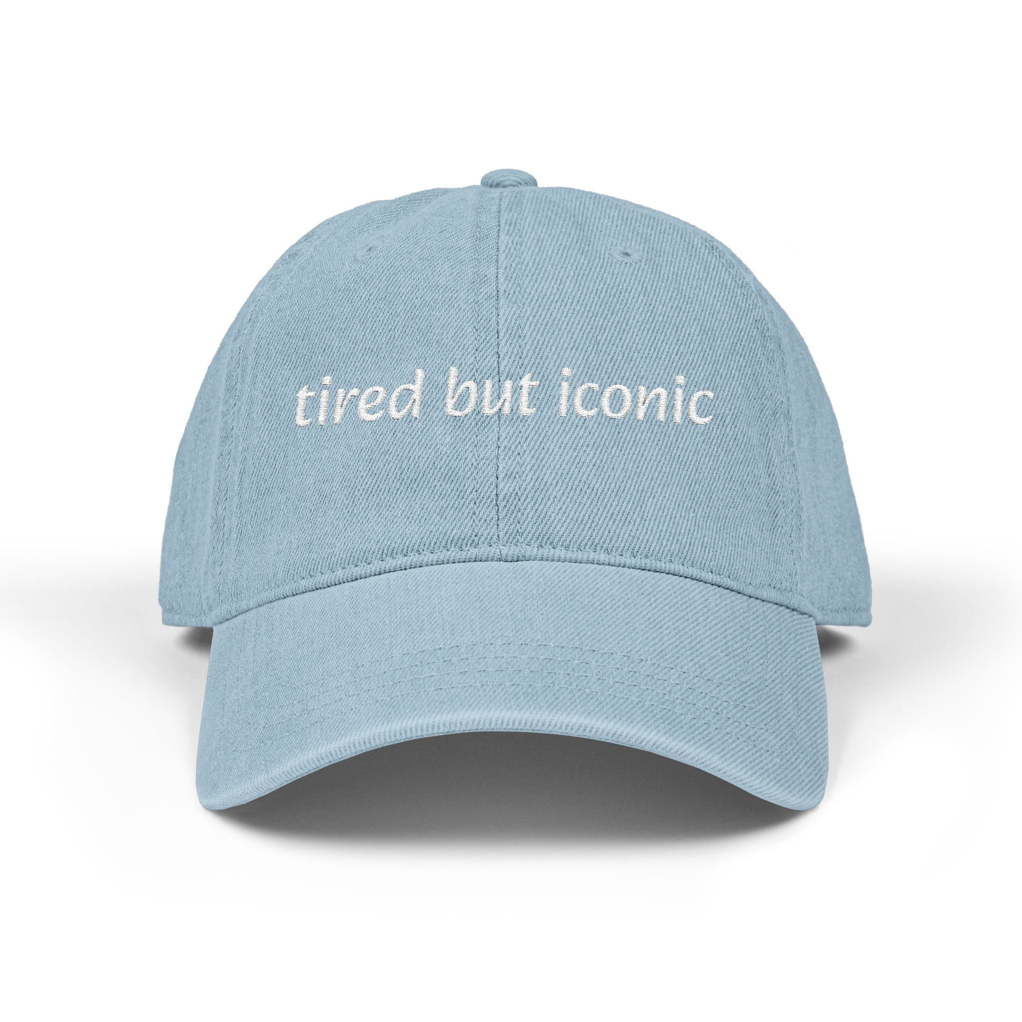 Tired But Iconic Embroidered Denim Hat